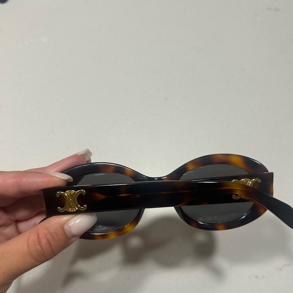 Celine Triomphe Logo Oval Acetate Sunglasses - Picture 4 of 10